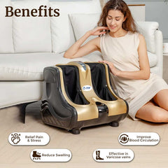 Calf Massager Machine for Elderly Foot Pain Relief, Varicose Veins, Diabetic Foot Electric Leg Massager Improving Blood Circulation with Roller, Kneading, Vibration and Heat JSB HF04 Pro