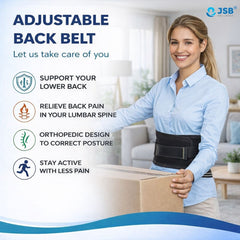 Lumbar Support Belt For Back Lumbo Sacral Belt Contoured LS Belt Support with Double Lock for Women and Men JSB BS55