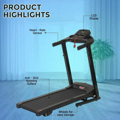 Motorized Fitness Treadmill for Weight Loss | Running Area : 43" X 15.5" | Manual Incline | Max User Weight 110 KG | 2.5 HP Peak Foldable Space Saving JSB HF38