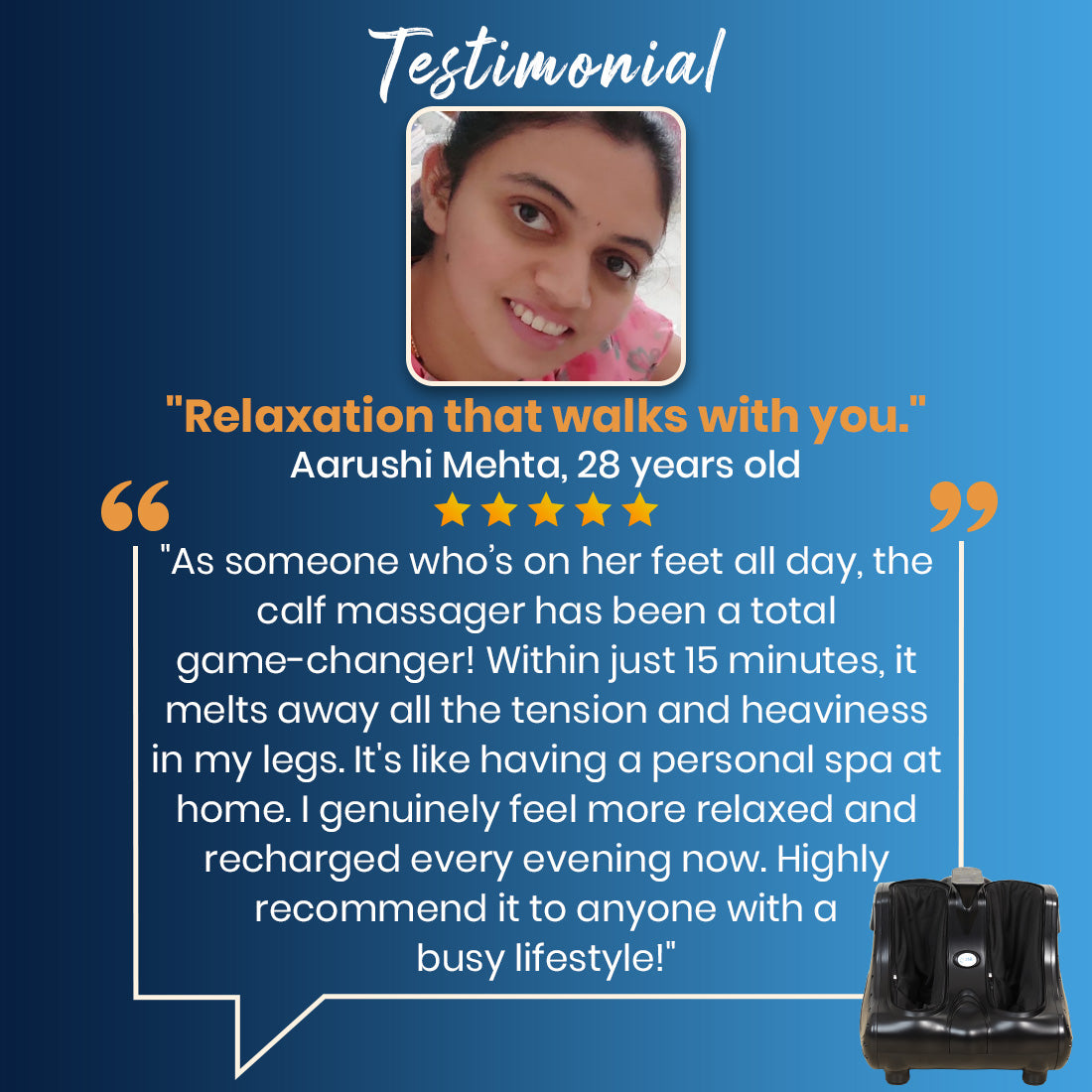 Customer Testimonial Review of Calf Massager Machine JSB HF04 Pro