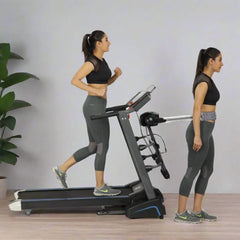 Electric Treadmill with Slimming Belt Motorized Fitness Treadmill for Weight Loss | Running Area : 50" X 17.5" | Max User Weight 150 KG | 3HP Peak Foldable JSB HF39