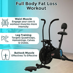 Exercise Cycle with Twister and Backrest Support Air bike for Home Gym for Full Body Fat Loss