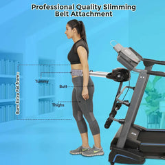 Electric Treadmill with Slimming Belt Motorized Fitness Treadmill for Weight Loss | Running Area : 50" X 17.5" | Max User Weight 150 KG | 3HP Peak Foldable JSB HF39
