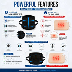 Features of Adjustable Back Support Belt and Heating Pad for Back Pain Relief