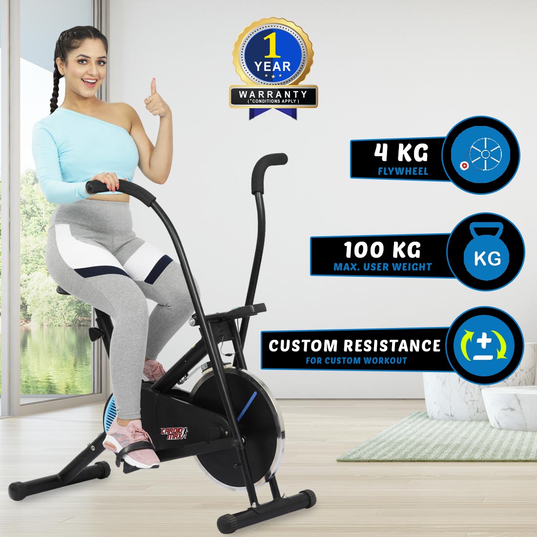 Fitness Bike for Home Gym Spin Bike JSB HF173 with 1 Year Warranty