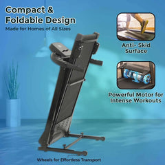 Motorized Fitness Treadmill for Weight Loss | Running Area : 43" X 15.5" | Manual Incline | Max User Weight 110 KG | 2.5 HP Peak Foldable Space Saving JSB HF38