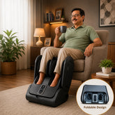 Foot and Leg Massager Machine Foldable with Vibration Kneading Heat Roller for Feet Calf JSB HF119 Compact