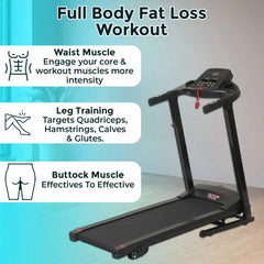 Motorized Fitness Treadmill for Weight Loss | Running Area : 43" X 15.5" | Manual Incline | Max User Weight 110 KG | 2.5 HP Peak Foldable Space Saving JSB HF38