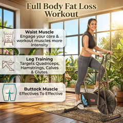 Exercise Cycle with Twister and Backrest Support Air bike for Home Gym - Max User Weight 110KG - Easy Installation - JSB HF175BT