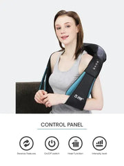 Neck and Shoulder Massager - Shiatsu Massage Roller With Soothing Heat - Home, Office & Car Use - 3D Kneading JSB HF71