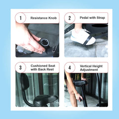 Exercise Cycle with Twister and Backrest Support for Home Gym with Safety Features