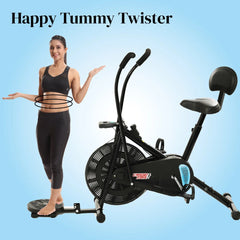 Exercise Cycle with Twister and Backrest Support for Home Gym