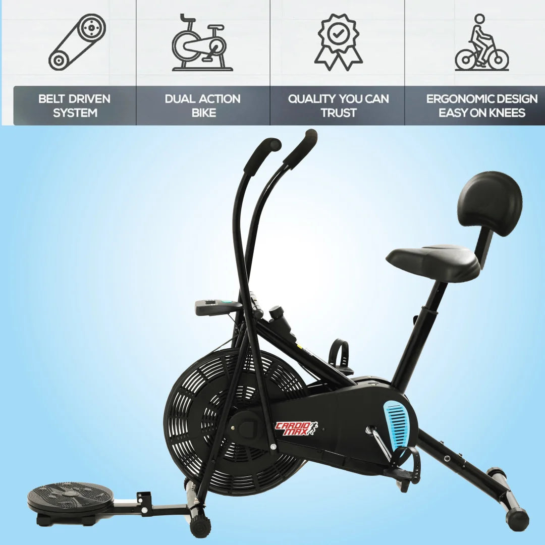 Exercise Cycle with Twister and Backrest Support for Home Gym Features