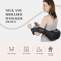 Neck and Shoulder Massager - Shiatsu Massage Roller With Soothing Heat - Home, Office & Car Use - 3D Kneading JSB HF71