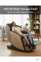 JSB MZ29 Massage Chair Zero Gravity 4D With 16 Auto Massage Programs, Bluetooth & Relaxing Heat - Heavy Duty (Golden-Brown)