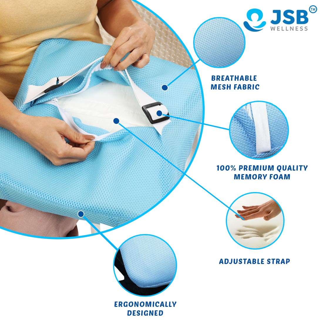 lower back support for chair jsb mf007 with memory foam