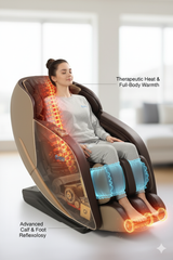 JSB MZ29 Massage Chair Zero Gravity 4D With 16 Auto Massage Programs, Bluetooth & Relaxing Heat - Heavy Duty (Golden-Brown)