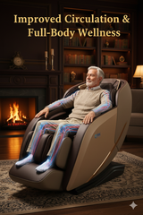 JSB MZ29 Massage Chair Zero Gravity 4D With 16 Auto Massage Programs, Bluetooth & Relaxing Heat - Heavy Duty (Golden-Brown)