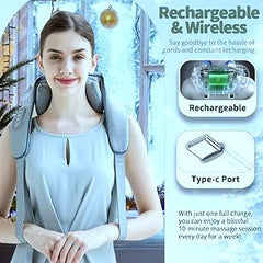 Wireless Rechargeable Shoulder Massager 3D with Heat Shiatsu Massage JSB HF144