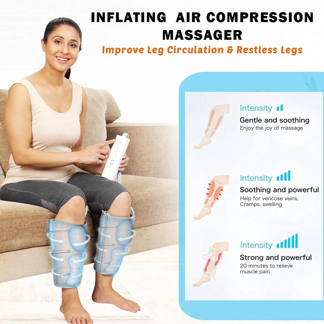 Inflating air compression massager