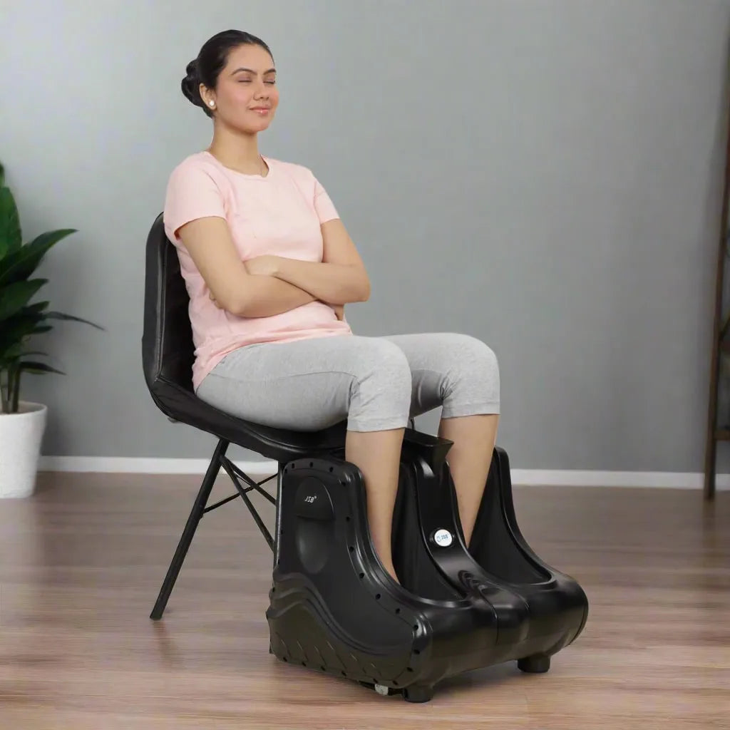 calf massager machine for elderly foot pain relief, varicose veins, diabetic foot electric leg massager improving blood circulation with roller, kneading, vibration