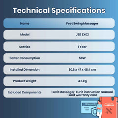 technical specification of full body exercise machine feet swing massager