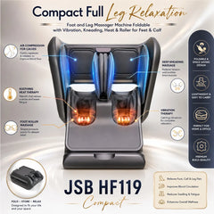 Foot and Leg Massager Machine Foldable with Vibration, Kneading, Heat & Roller for Feet Calf JSB HF119 Compact