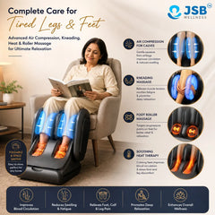 Foot and Leg Massager Machine Foldable with Vibration, Kneading, Heat & Roller for Feet Calf JSB HF119 Compact