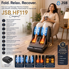 Foot and Leg Massager Machine Foldable with Vibration, Kneading, Heat & Roller for Feet Calf JSB HF119 Compact