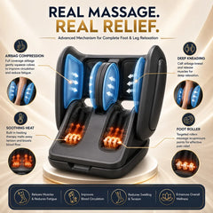 Foot and Leg Massager Machine Foldable with Vibration, Kneading, Heat & Roller for Feet Calf JSB HF119 Compact