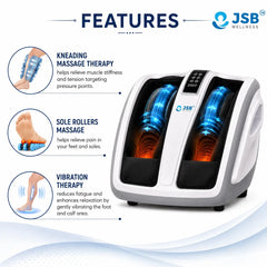 Leg Massage Machine for Foot, Ankle & Calf with Kneading, Soothing Warmth & Reflexology Rollers JSB HF72 Neo