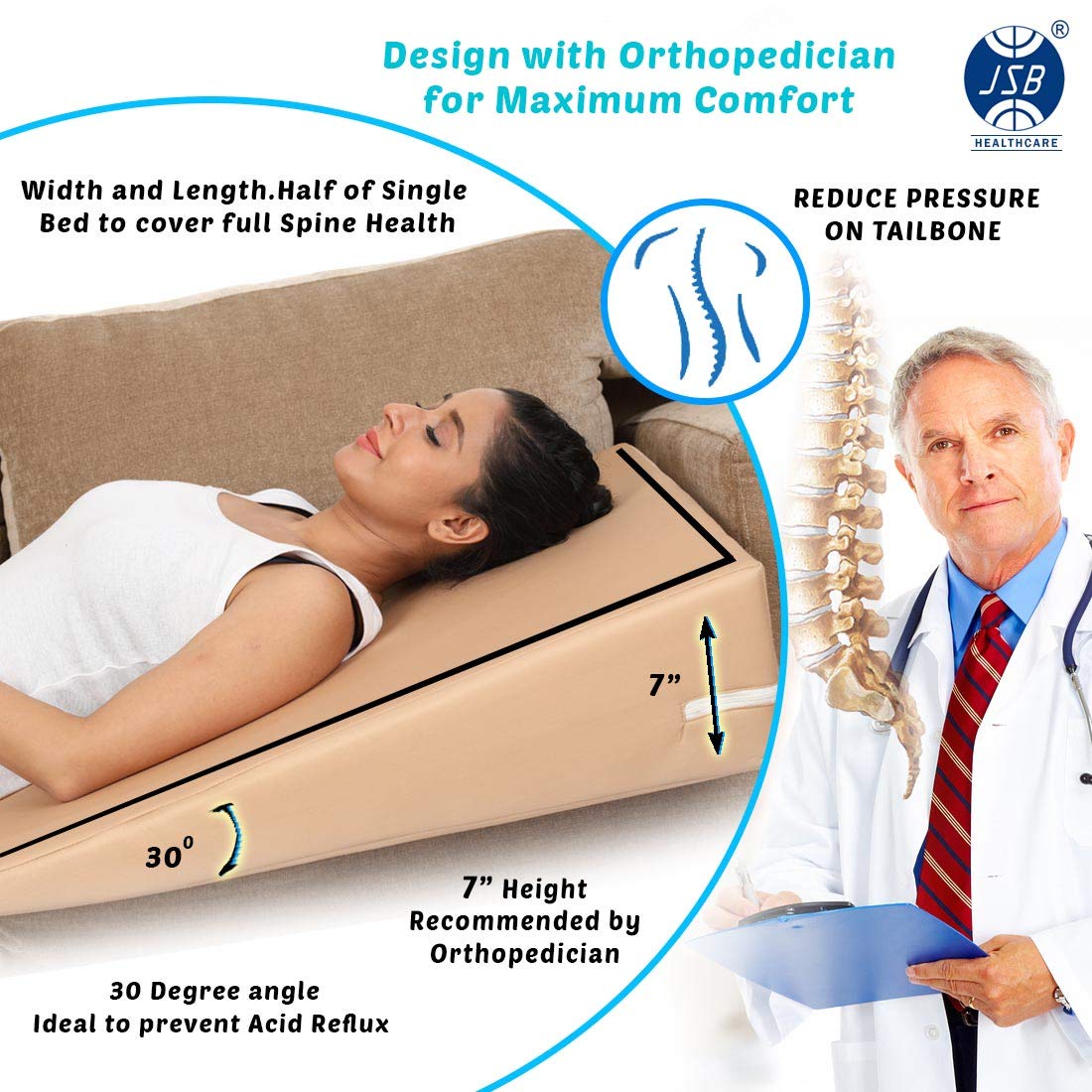 bed wedge pillow for gerd jsb bs34 orthopedic