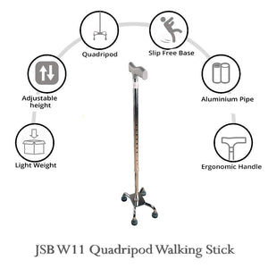 V SURZ Curved & Height Adjustable Quadripod (4 legs) Walking Stick ISO & CE  CERTIFIED Walking Stick Price in India - Buy V SURZ Curved & Height  Adjustable Quadripod (4 legs) Walking