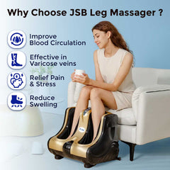 Calf Massager Machine for Elderly Foot Pain Relief, Varicose Veins, Diabetic Foot Electric Leg Massager Improving Blood Circulation with Roller, Kneading, Vibration and Heat JSB HF04 Pro