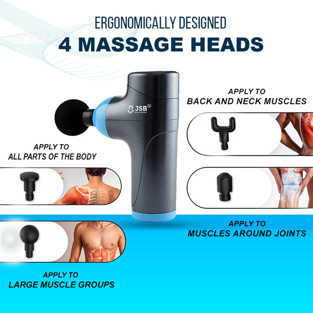 Percussion Massage Gun Deep Tissue Muscle Massager JSB HF164 with 4 heads