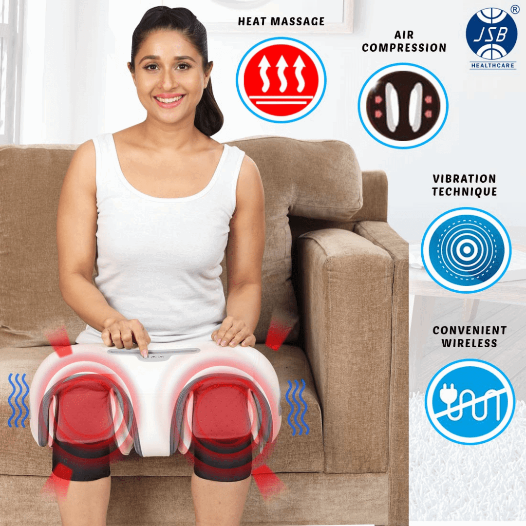 JSB HF156 Wireless Knee Massager for Arthritis, Arms, Calf & Foot (Beige) - JSB Healthcare 