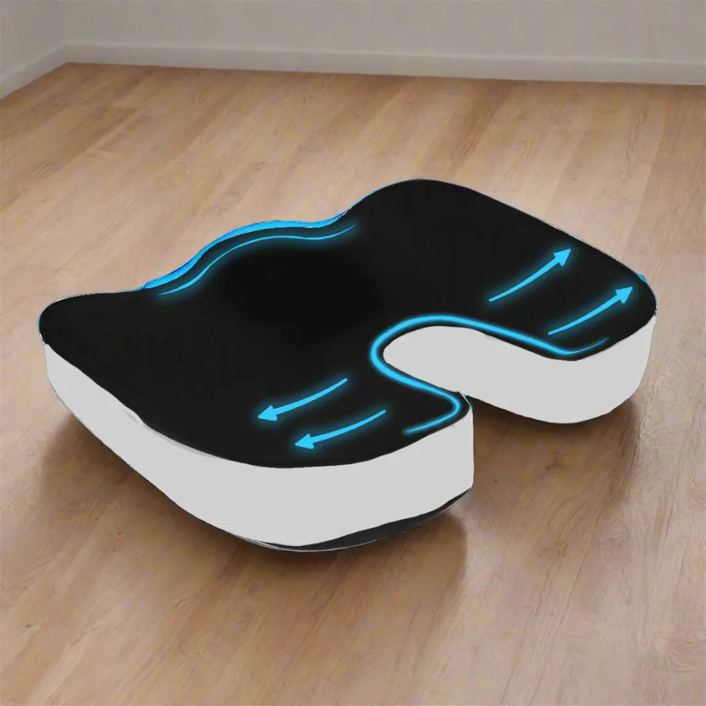 Coccyx Seat Cushion Support for Tailbone Sciatica Lower Back Pain Relief Contoured Orthopedic with Memory Foam for Chair Sitting Comfort JSB MF001