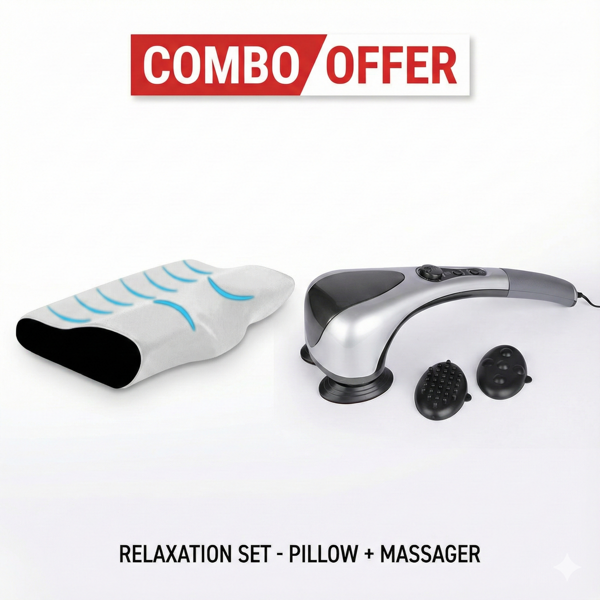Neck Pain Relief Products Combo : Cervical Pillow & Handheld Massager