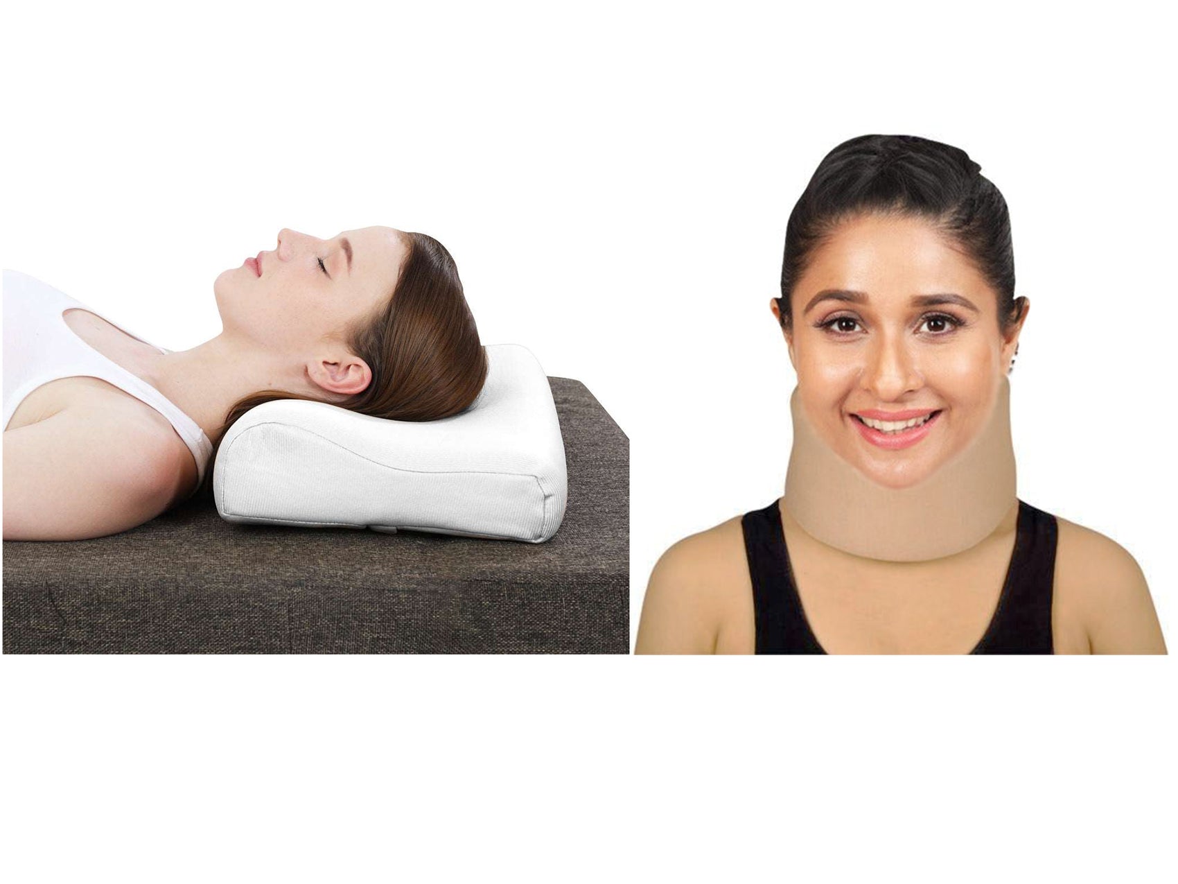 Cervical Pain Relief Products Combo : Cervical Pillow with Cervical Collar