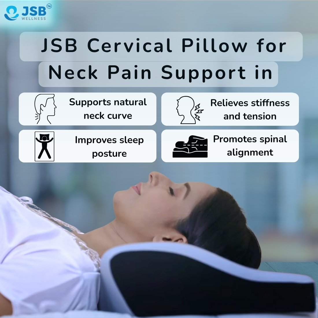Benefits of Cervical Pillow For Neck Pain Contoured with Memory Foam JSB BS07