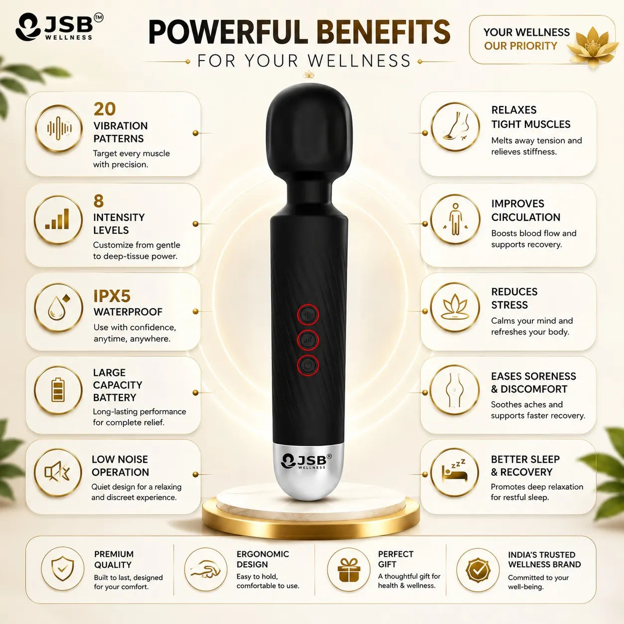 Benefits of Cordless Personal Body Massager Wireless Rechargeable for Pain Relief Handheld Vibration Massage Machine