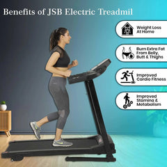 Motorized Fitness Treadmill for Weight Loss | Running Area : 43" X 15.5" | Manual Incline | Max User Weight 110 KG | 2.5 HP Peak Foldable Space Saving JSB HF38