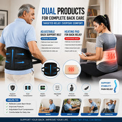 Complete Back Care with Lumbar Heating Pad JSB H10 with Lumbar Support Belt combo JSB BS55