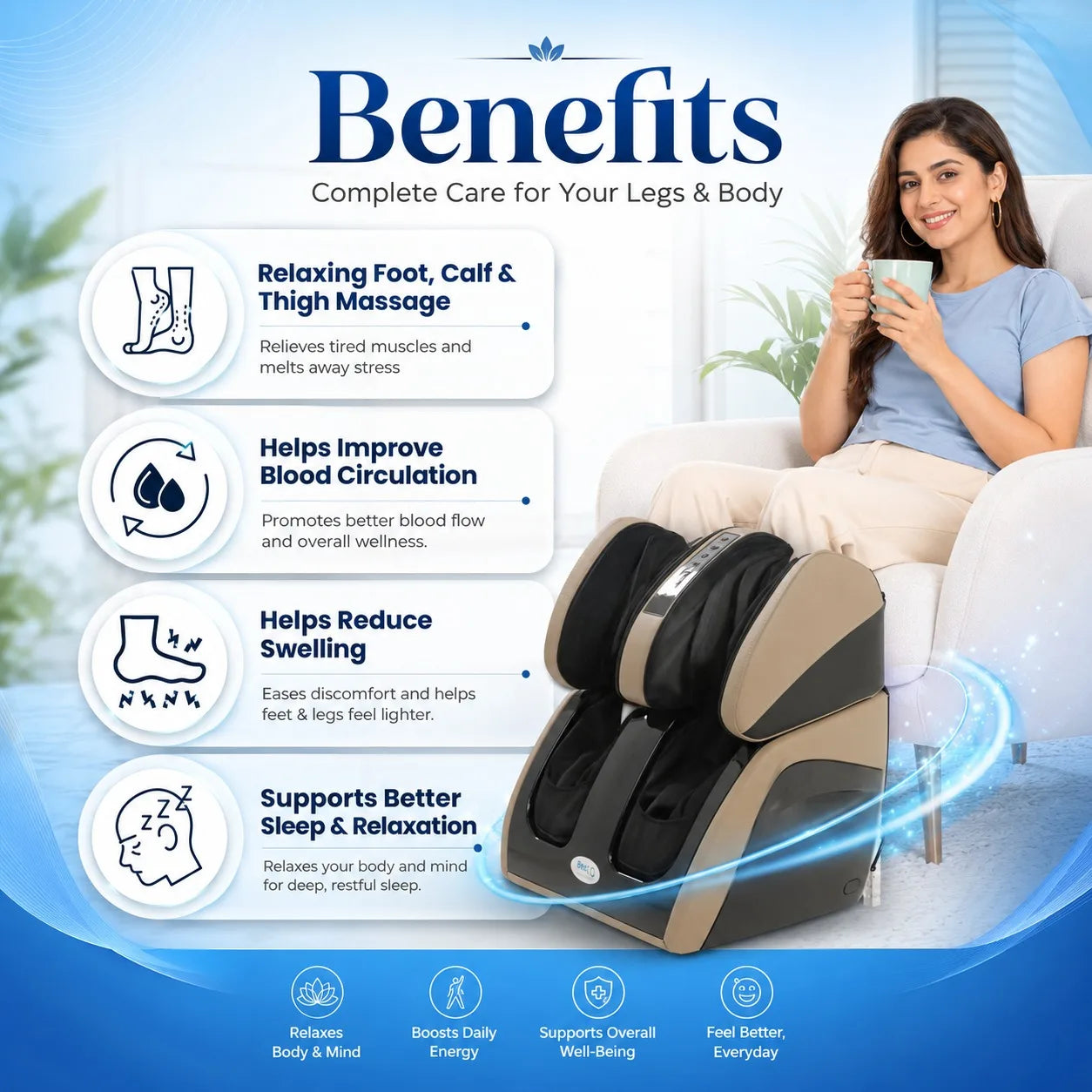 Complete Leg Massage with Electric Foot Massager JSB HF111