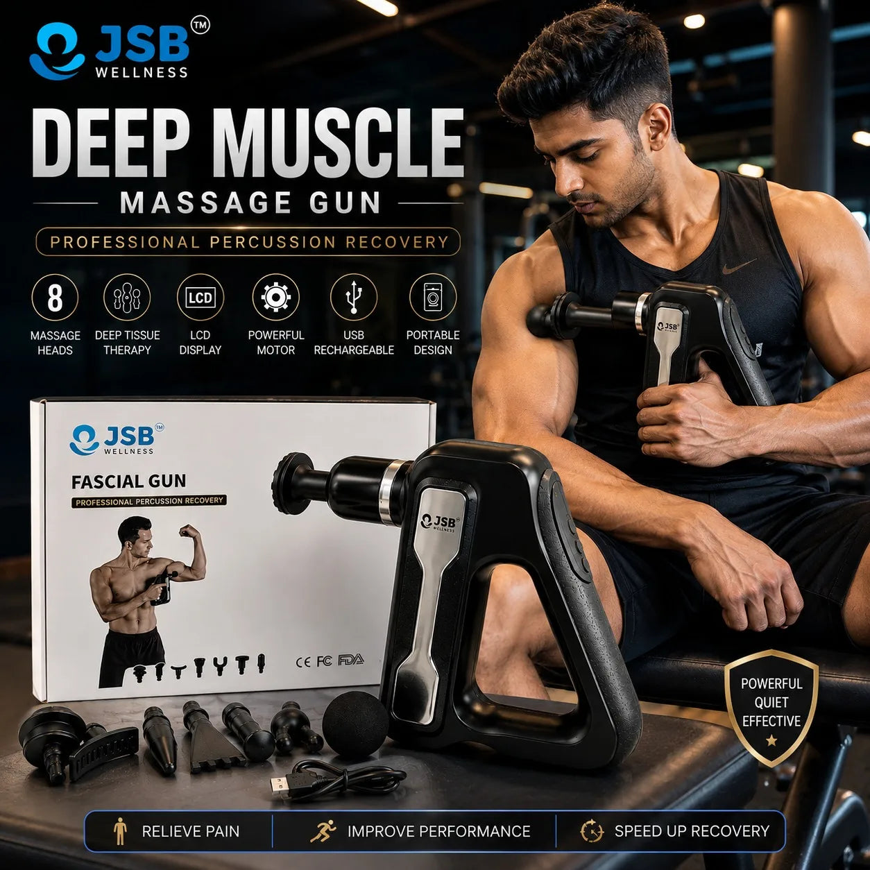 Deep Tissue Percussion Massage Gun for Full Body JSB HF114 Pro