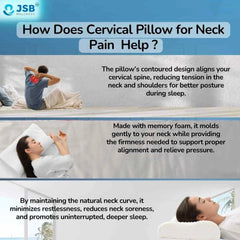 Cervical Pillow For Neck Pain Contoured with Memory Foam for Cervical Support & Neck Pain Relief While Sleeping (Grey-Black) JSB BS07