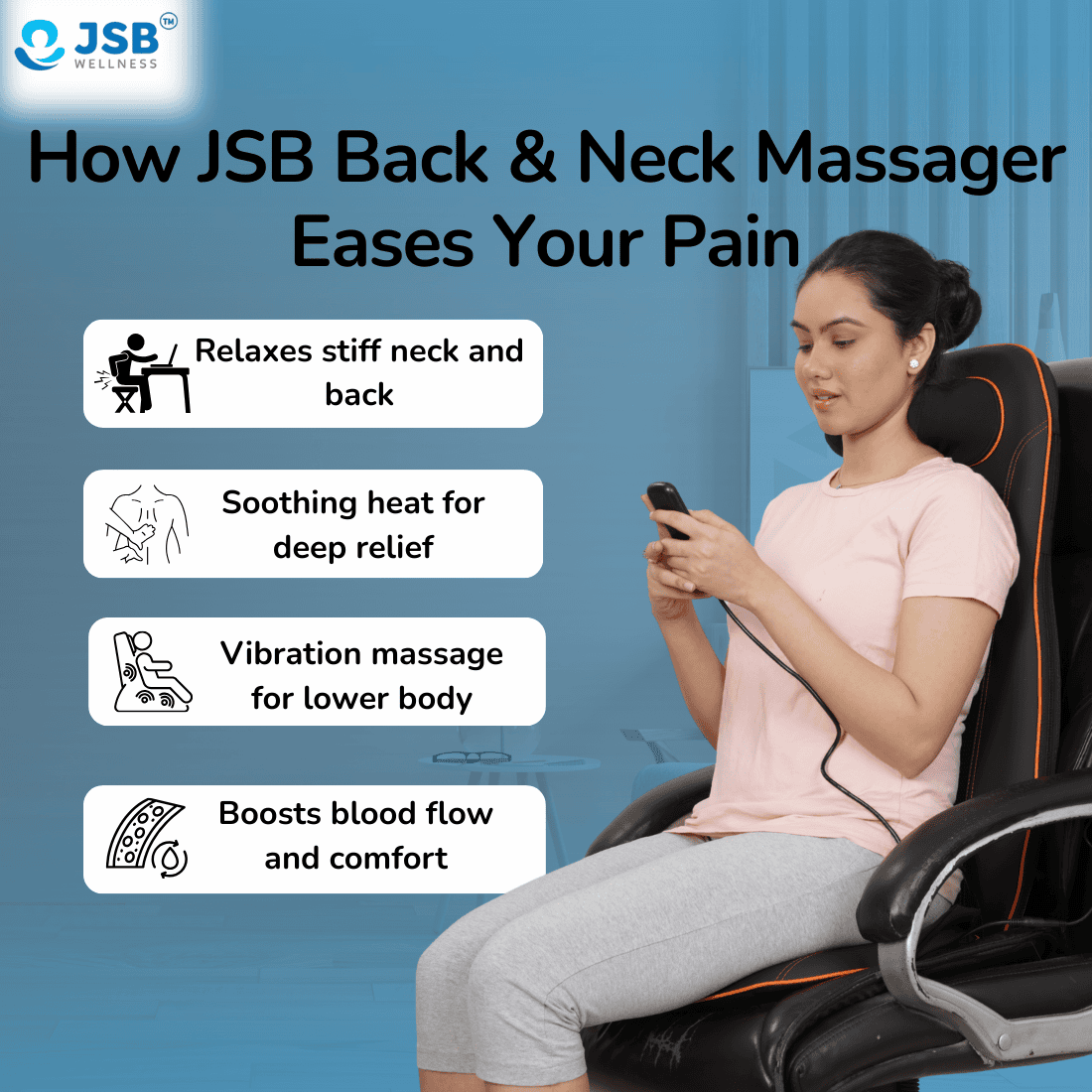 Electric Back Massage Machine for Car and Office Seat JSB HF23