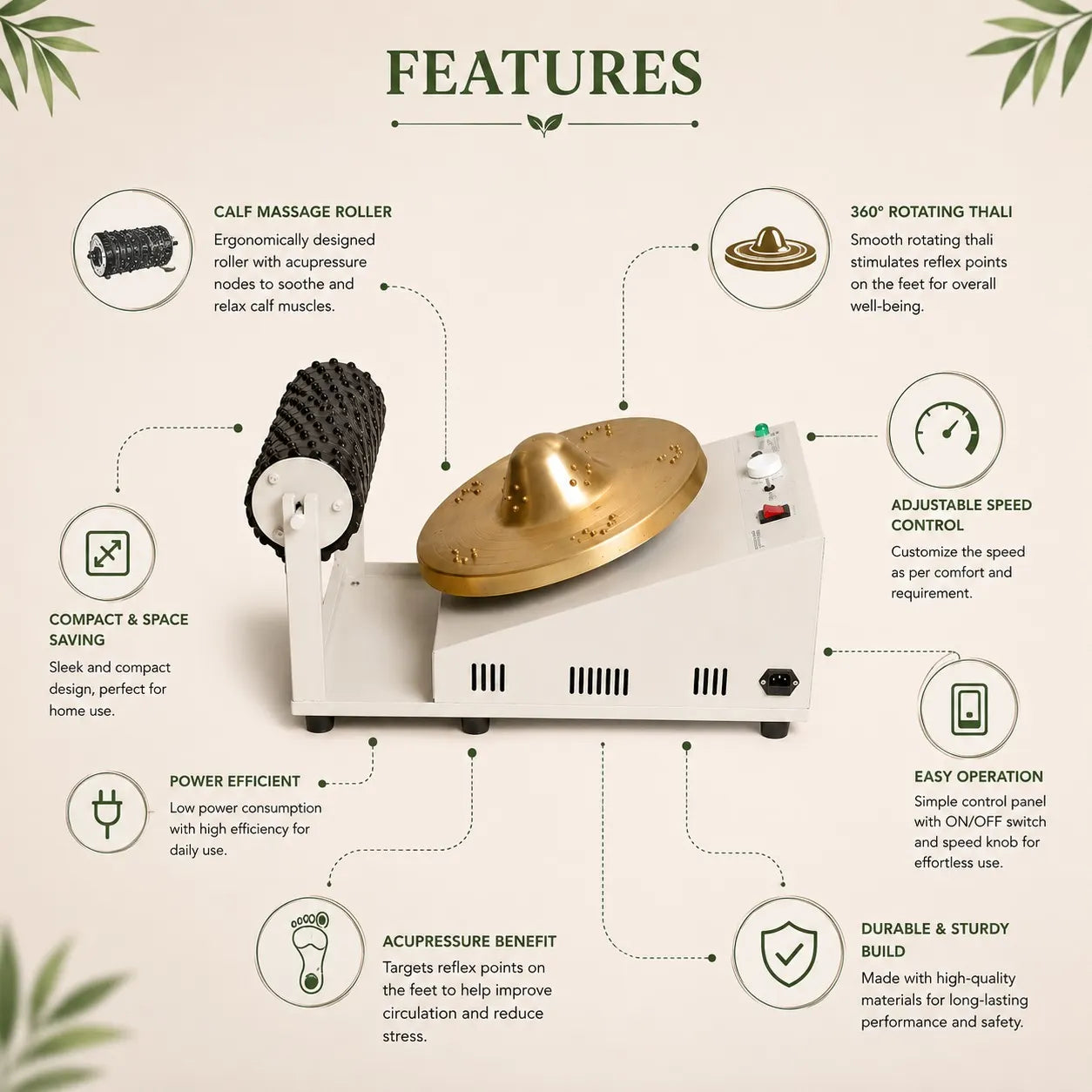 Features of JSB Kansa Thali Foot Scrubber Massager Machine Bronze Detox Massager