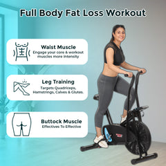Full Body Fat Loss Workout with Exercise Cycle Air Bike for Home