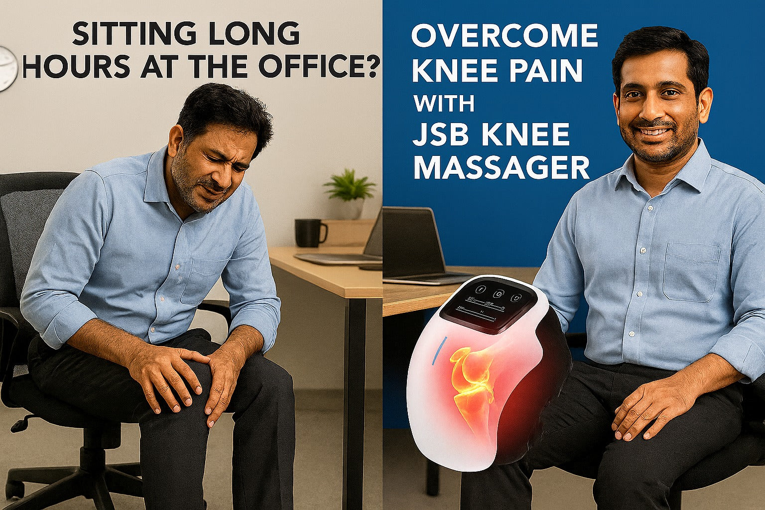 Knee Massager Machine Wireless Joint Pain Relief Device for Knee, Shoulder, Elbow & Ankle With Vibration, Magnetic & Heat JSB HF124